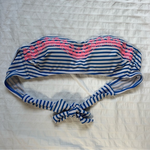 Design Lab Lord & Taylor Nautical Stripe Convertible Bandeau Bikini Top, S - Picture 3 of 10